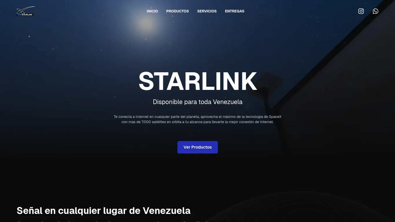 Landing page One Starlink